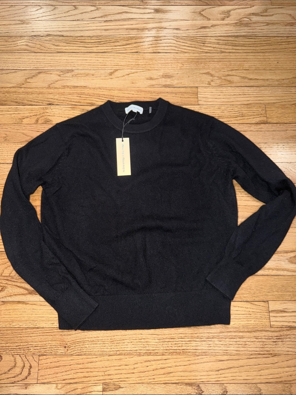 White + Warren Black Crewneck Sweater